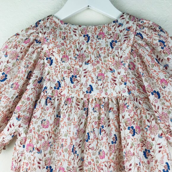 Zara Girls Pink Balloon Sleeve Button Front Floral Dress Size Girls 4-5 Years - Picture 5 of 7